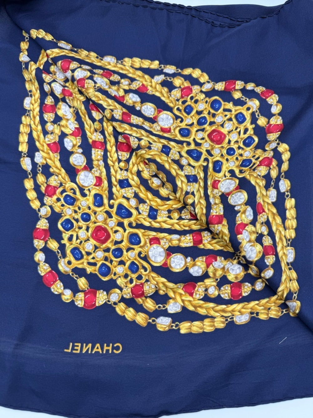 Vintage Chanel Silk Scarf - Black Gripoix Jewelry - Picture 10 of 12